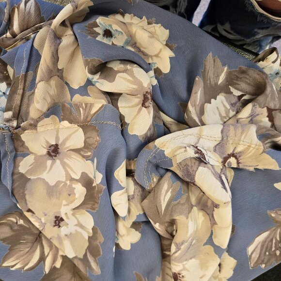 Vintage 90s Y2K Fairy Romantic Babydoll Sheer Floral Maxi Dress Blue Sleeveless - Picture 14 of 14